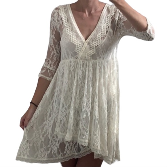 Free People Lace Mini Dress - Picture 1 of 16